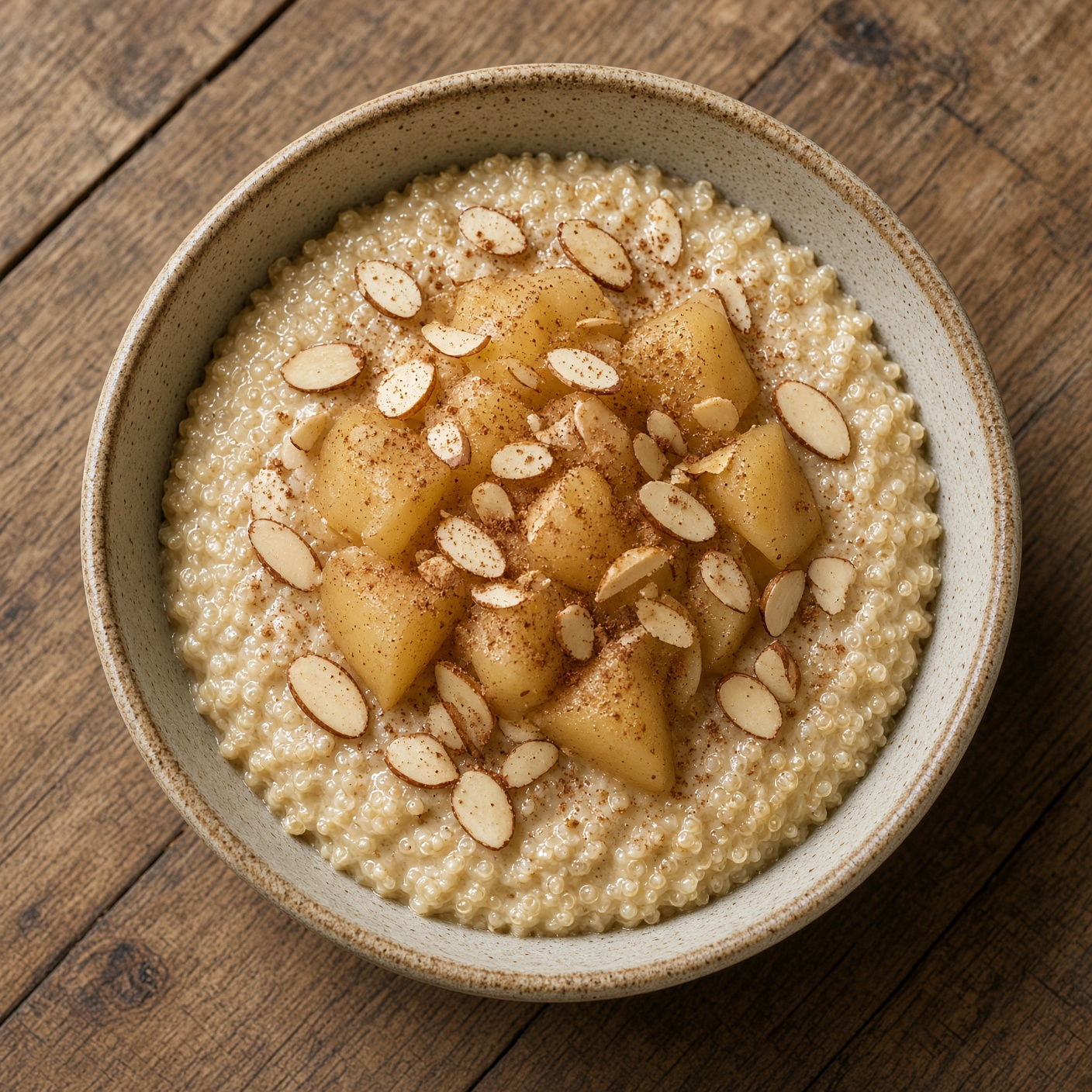Warm Quinoa Porridge with Steamed Apple & Almonds